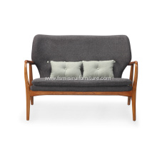 Nordic casual black linen fabric two seats sofa